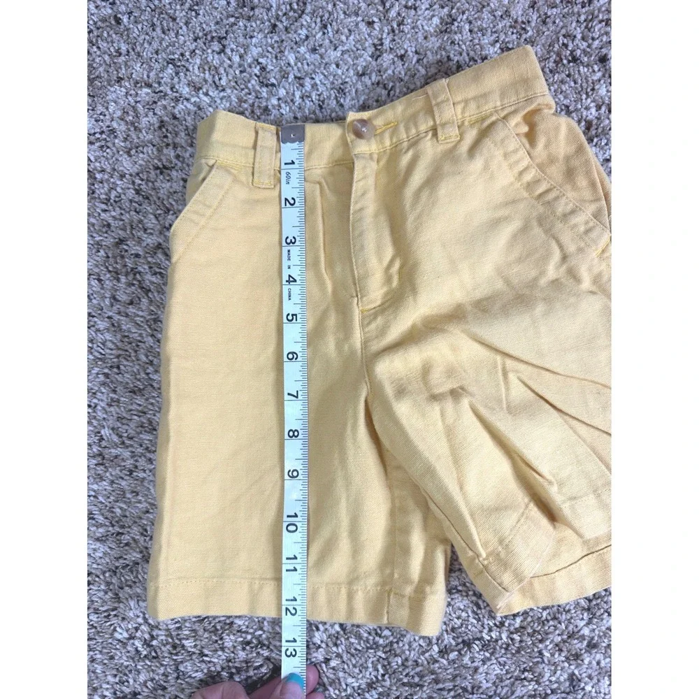 The Children's Place Boys Yellow Linen Cotton Blend Shorts Size 4T Summer Casual